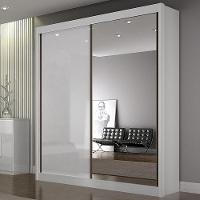 Guarda Roupa São Paulo Branco Com Espelho 2 Portas 3 Gavetas Leifer Móveis - 2