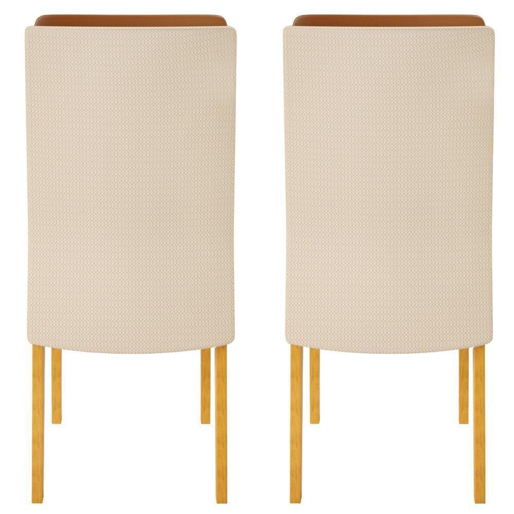 Kit 2 Cadeiras De Jantar Estofadas Lidia Linho Neve Cedro Dj Moveis Linho Neve Cedro - 4