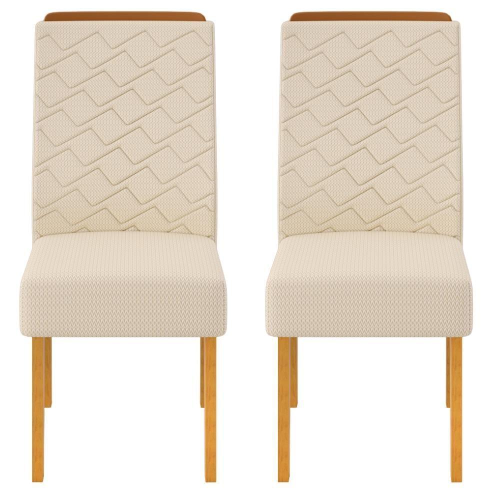 Kit 2 Cadeiras De Jantar Estofadas Lidia Linho Neve Cedro Dj Moveis Linho Neve Cedro - 6