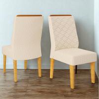 Kit 2 Cadeiras De Jantar Estofadas Lidia Linho Neve Cedro Dj Moveis Linho Neve Cedro - 2