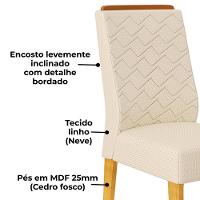 Kit 2 Cadeiras De Jantar Estofadas Lidia Linho Neve Cedro Dj Moveis Linho Neve Cedro - 5