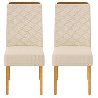 Kit 2 Cadeiras De Jantar Estofadas Lidia Linho Neve Cedro Dj Moveis Linho Neve Cedro - 6