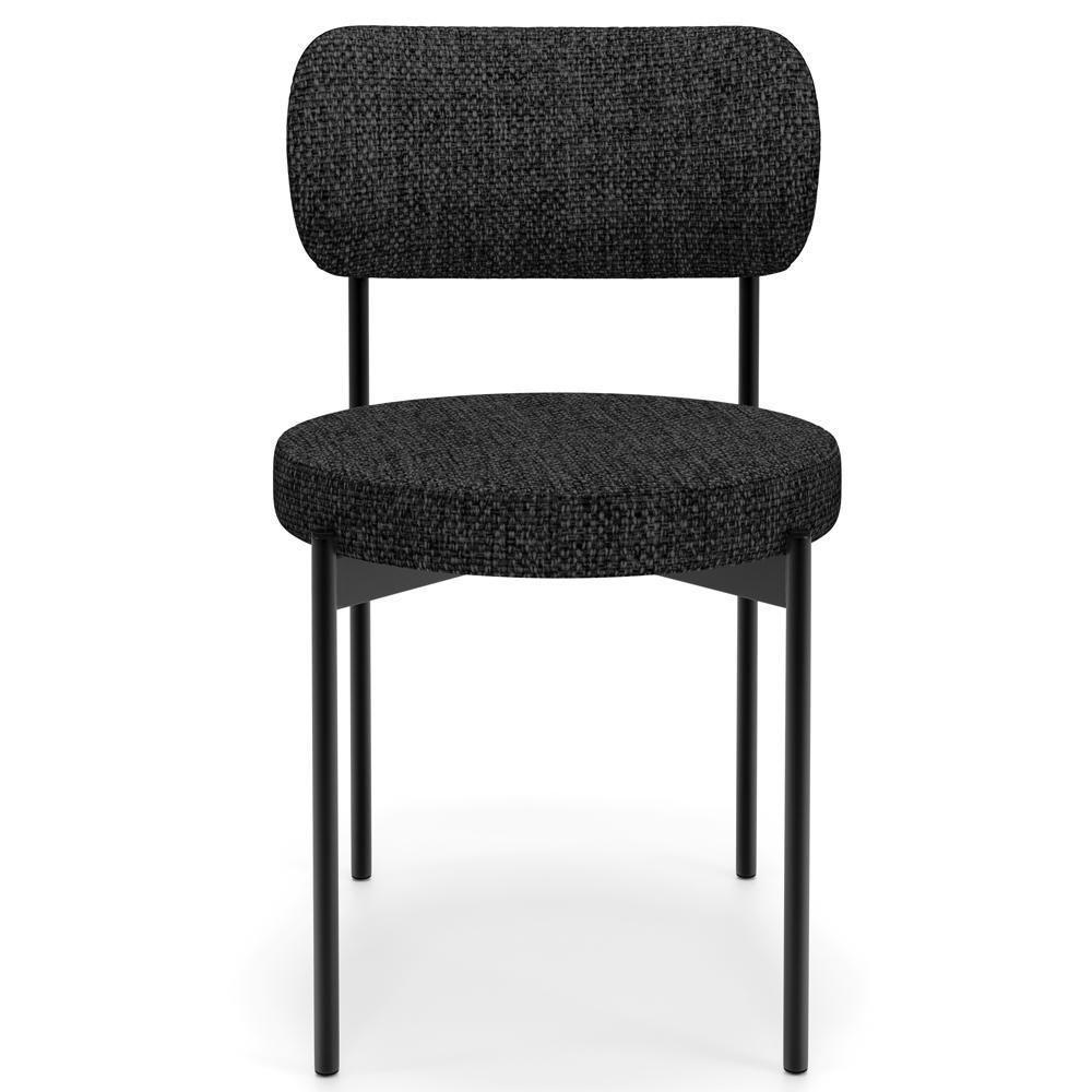 Kit 04 Cadeiras Estofadas Para Sala De Jantar Louvre L02 Linho Chumbo - Lyam Decor - 3