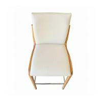 Kit 4 Banqueta Aura Alta Madeira Maciça E Courino Branco Design Moderno Conforto Com Apoio Para Pés Mobília Decor