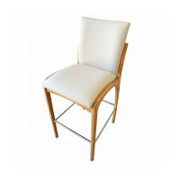 Kit 4 Banqueta Aura Alta Madeira Maciça E Courino Branco Design Moderno Conforto Com Apoio Para Pés Mobília Decor - 5