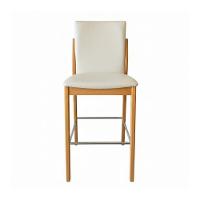 Kit 4 Banqueta Aura Alta Madeira Maciça E Courino Branco Design Moderno Conforto Com Apoio Para Pés Mobília Decor - 6