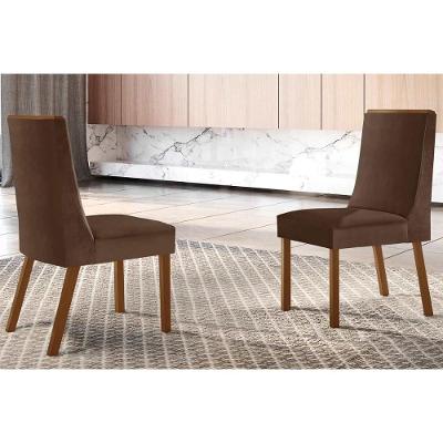 Kit 2 Cadeiras Sala Jantar Dakota 2 Un Imbuia - Naturalle-suede Marrom - Rufato