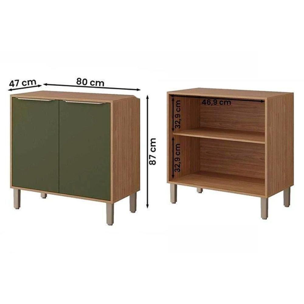 Módulo Cozinha Mgm Divina Balcão P- Cooktop C- 2 Portas 80cm Cinamomo-titanium-mgm - 3