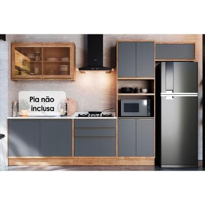 Kit Cozinha Completa Versalis 2 Portas 3 Gavetas MDF 120cm Grafite com 6 Peças