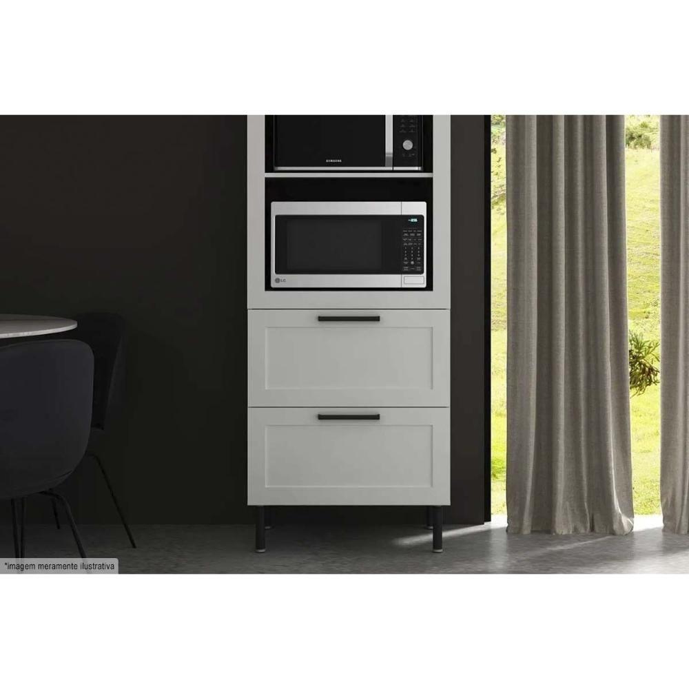 Paneleiro De Cozinha Modulado Cz-3306 C- 1 Porta 2 Gavetas E C- 1 Nicho P- Forno 70cm Branco - Tecno Mobili - 7