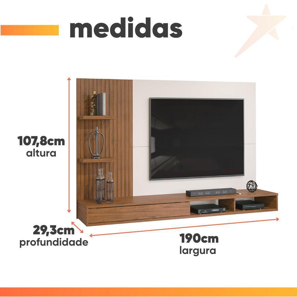 Painel Para Tv Até 60 Polegadas Detalhe Frisado Com Nichos Abel Madeirado/off White Madeirado/off White - 4