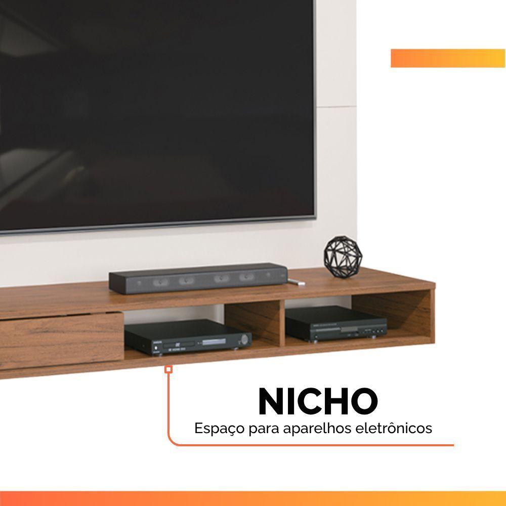 Painel Para Tv Até 60 Polegadas Detalhe Frisado Com Nichos Abel Madeirado/off White Madeirado/off White - 7