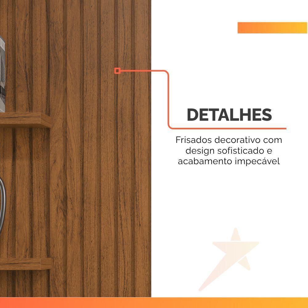Painel Para Tv Até 60 Polegadas Detalhe Frisado Com Nichos Abel Madeirado/off White Madeirado/off White - 8