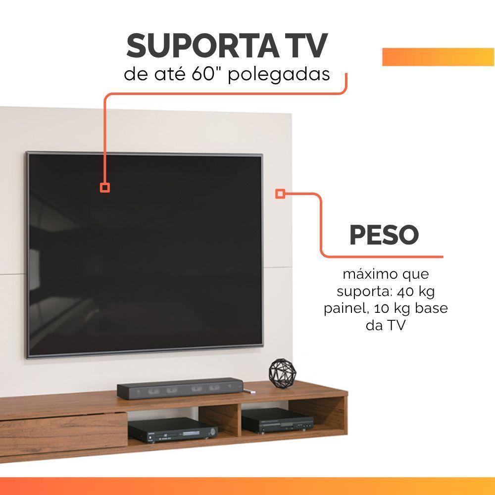 Painel Para Tv Até 60 Polegadas Detalhe Frisado Com Nichos Abel Madeirado/off White Madeirado/off White - 9