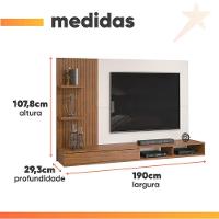 Painel Para Tv Até 60 Polegadas Detalhe Frisado Com Nichos Abel Madeirado/off White Madeirado/off White