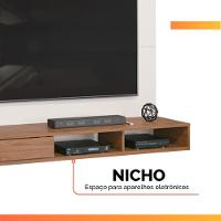 Painel Para Tv Até 60 Polegadas Detalhe Frisado Com Nichos Abel Madeirado/off White Madeirado/off White - 7