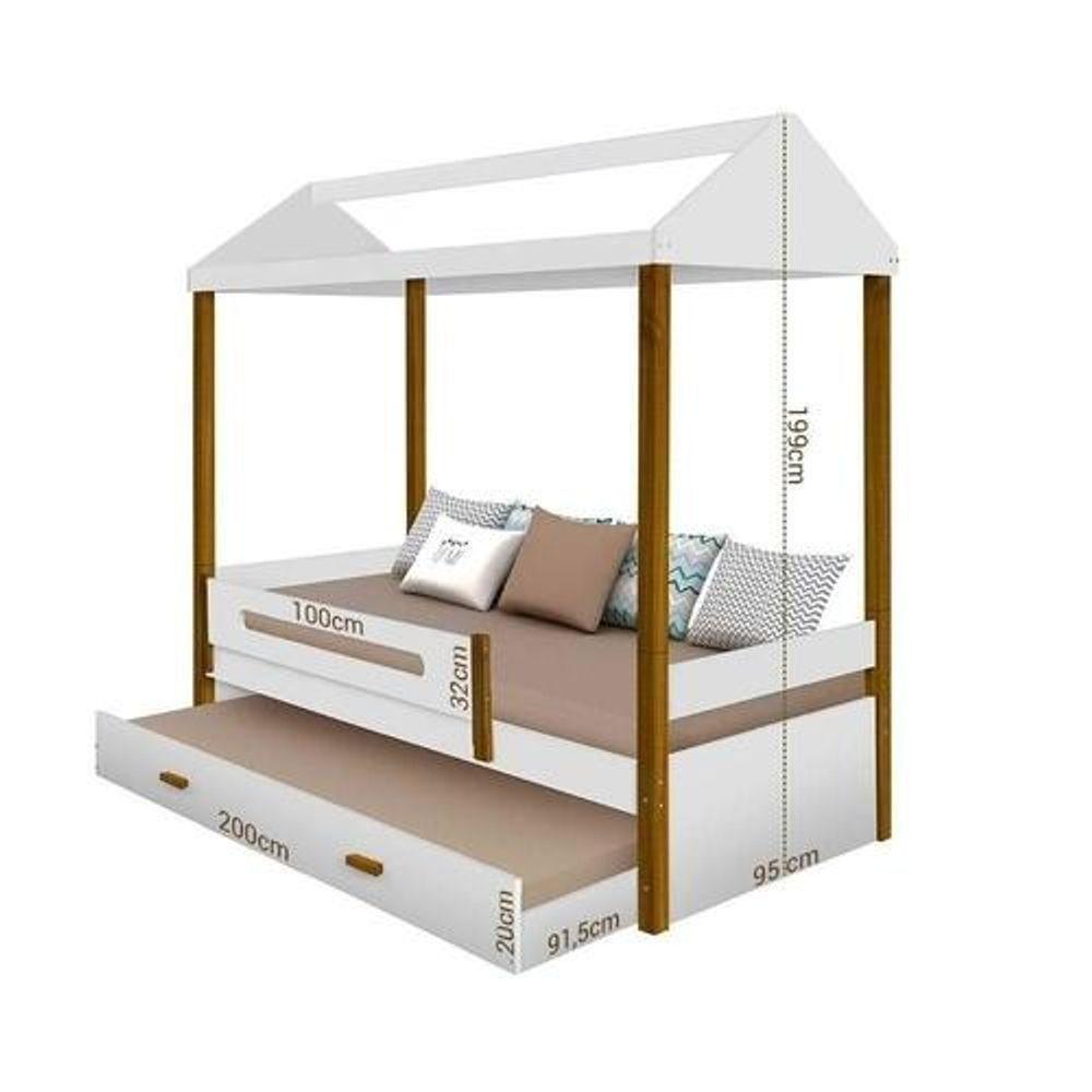 Cama Solteiro Sara Branco Mel Com Cama Auxiliar - 2