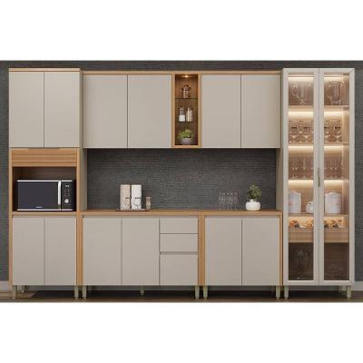 Kit Cozinha Modulada 6 Peças Allure (2aéreos+2balcões+1cristaleira+1paneleiro) Cp06 Jequitiba-gris Fosco - Linea Brasil