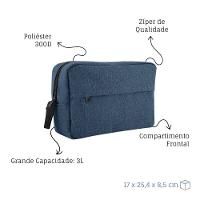 Necessaire Grande Em Poliéster Com Alça E Zíper 3l Azul - 4