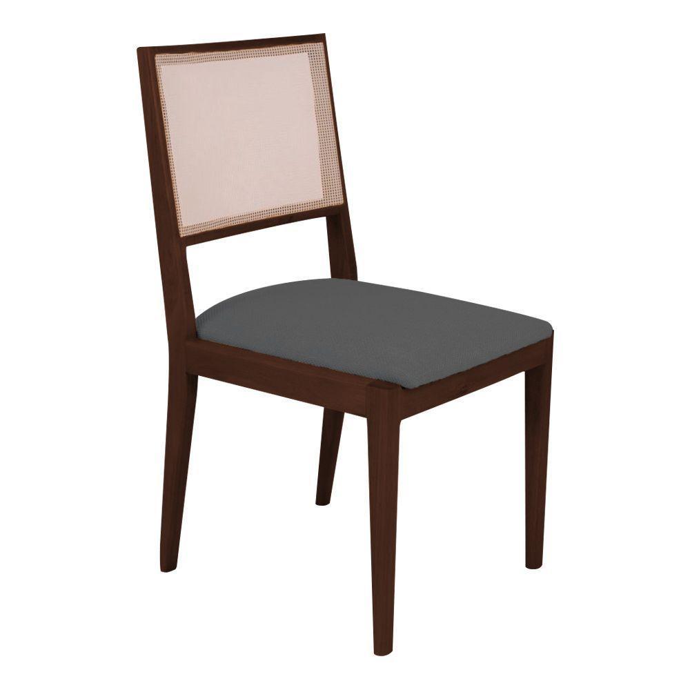 Kit 4 Cadeiras De Jantar Suellen Em Madeira E Mdf Castanho Linho Cinza Grafite - 2