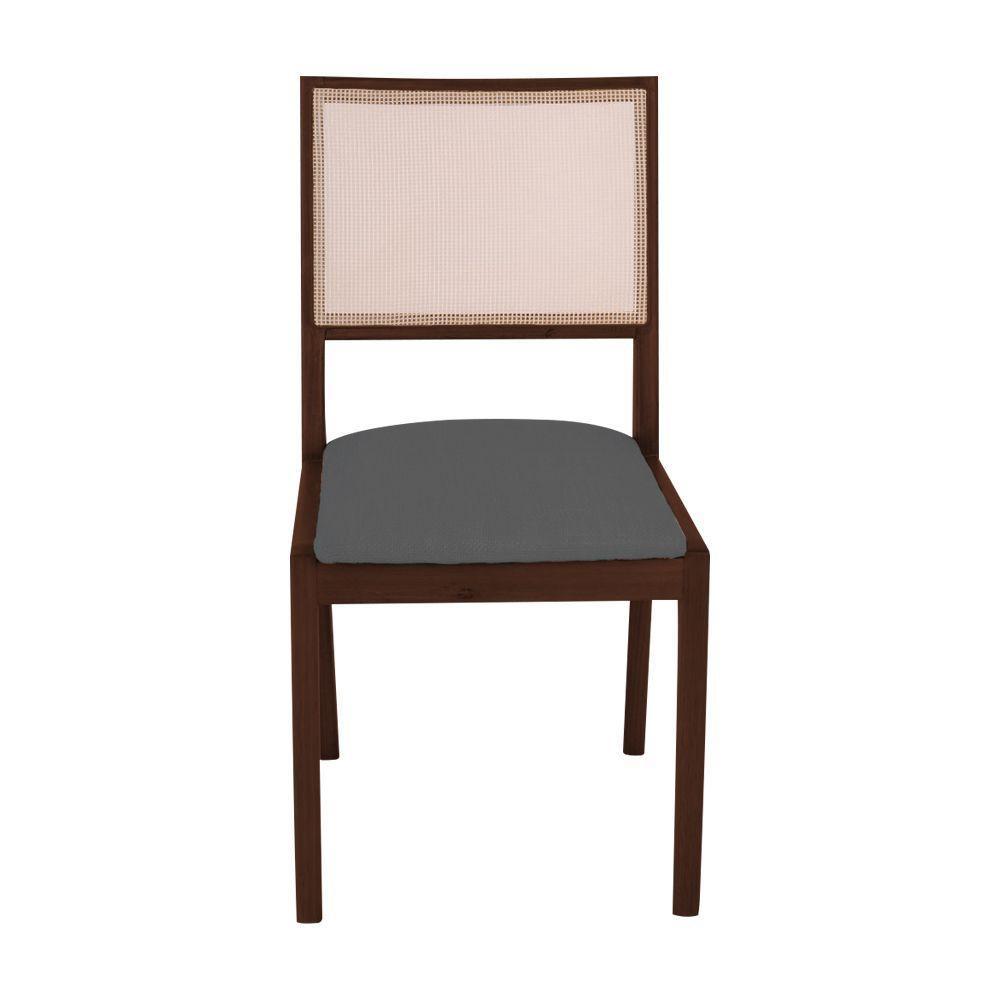 Kit 4 Cadeiras De Jantar Suellen Em Madeira E Mdf Castanho Linho Cinza Grafite - 6
