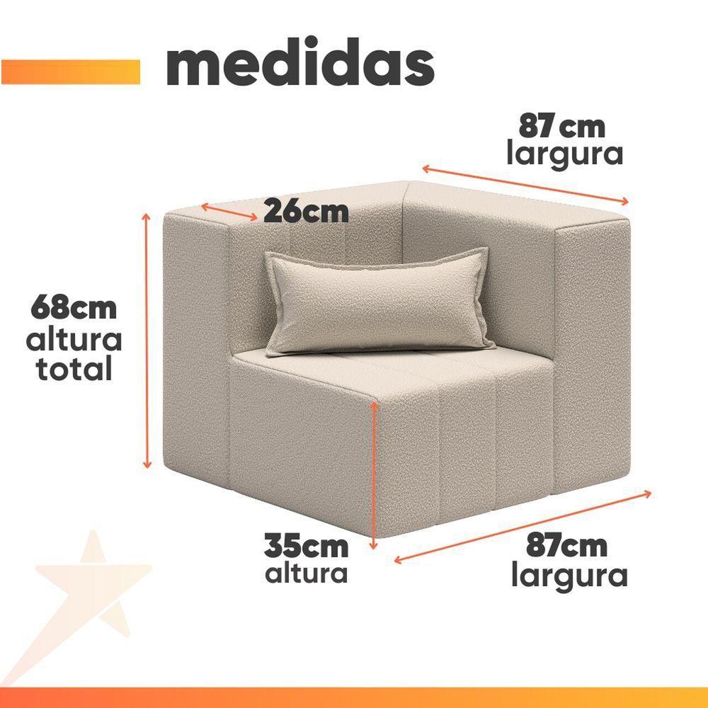 Sofá Puff In Box Modular de Canto Smart Pack Vanilla - 3