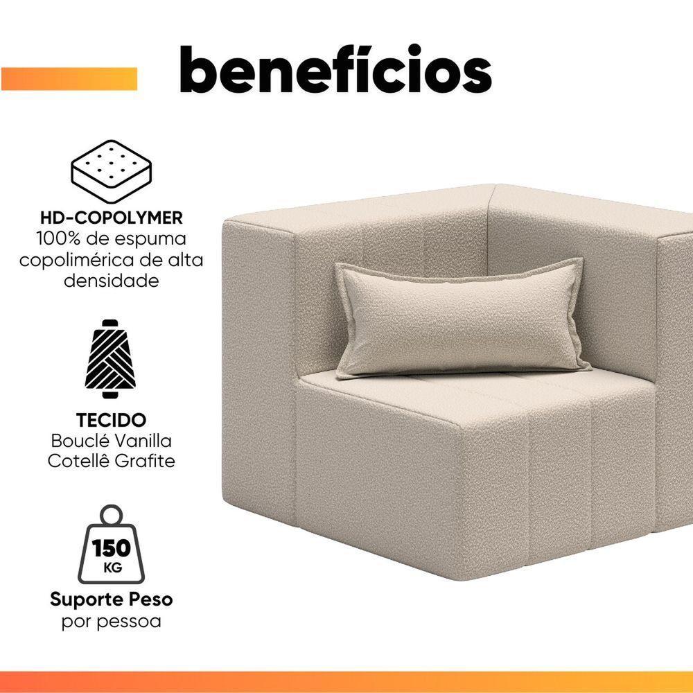 Sofá Puff In Box Modular de Canto Smart Pack Vanilla - 5