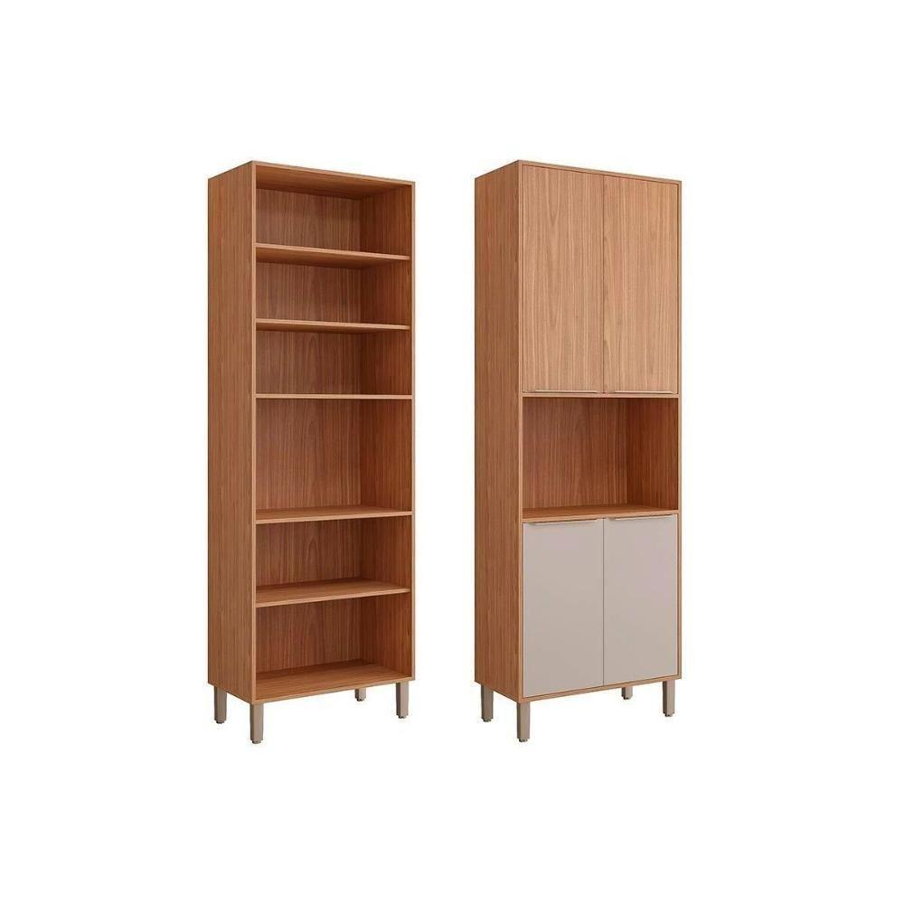 Paneleiro De Cozinha Celeste Torre Quente C- 4 Portas E 1 Nicho P- Forno 70cm Cinamomo-platina - Mgm - 5