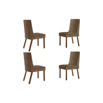 Kit 4 Cadeiras Sala Jantar Dakota 4 Un Naturalle-suede Capuccino - Rufato