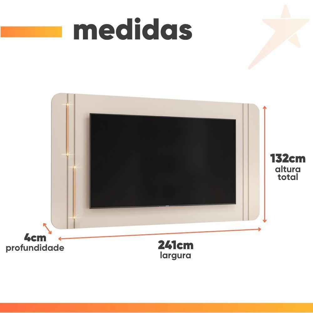 Painel Com Led Para Tv's De Até 75 Polegadas Lívia Off White Off White - 3