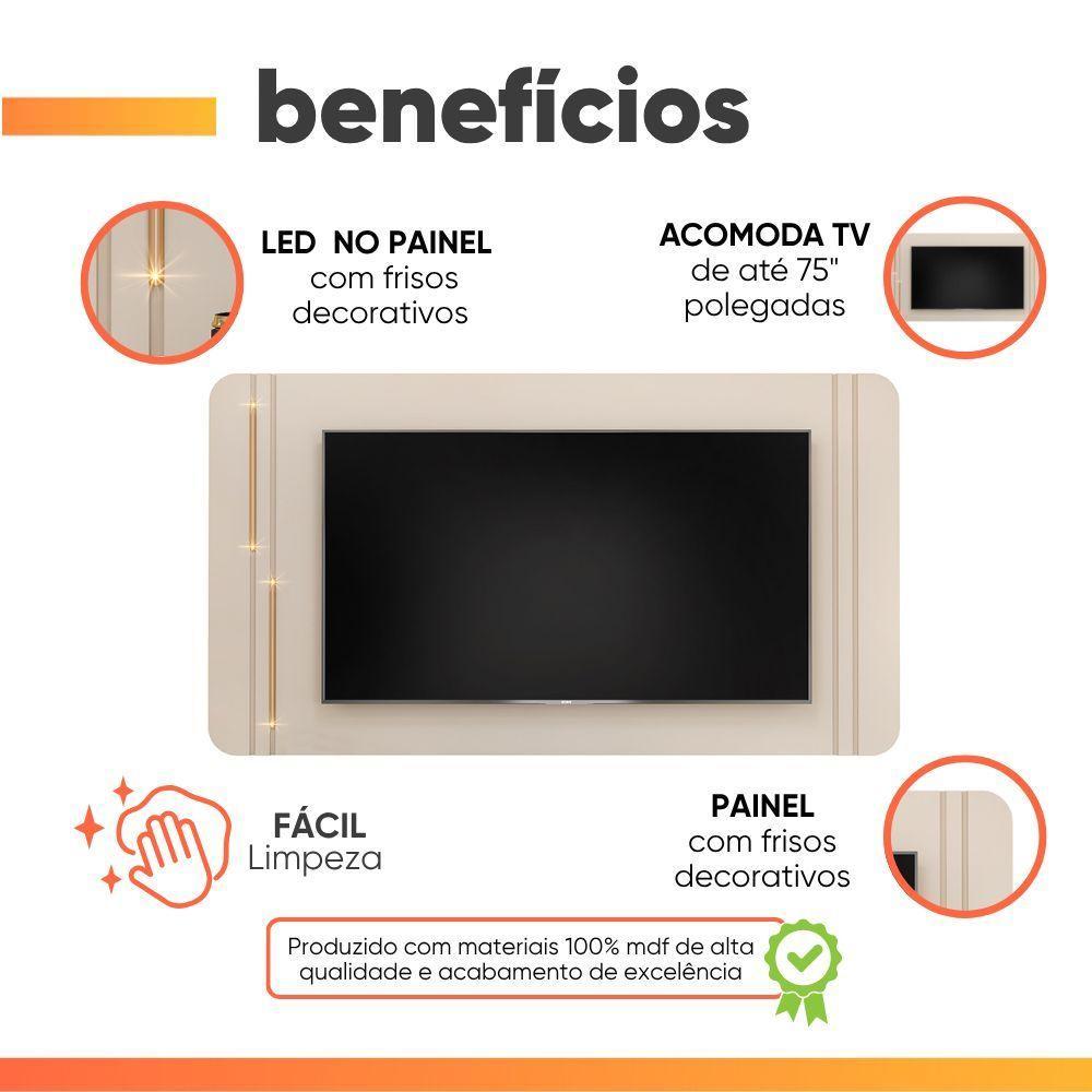 Painel Com Led Para Tv's De Até 75 Polegadas Lívia Off White Off White - 4