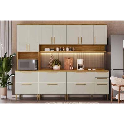 Kit Cozinha Modulada 5 Peças Riesling (2aéreos+2balcões+1paneleiro) C5p140 Amendoa-off White - Ronipa