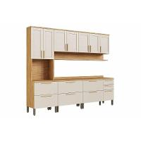 Kit Cozinha Modulada 5 Peças Riesling (2aéreos+2balcões+1paneleiro) C5p140 Amendoa-off White - Ronipa