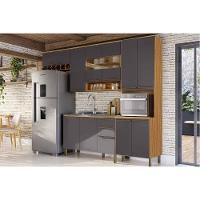 Kit Cozinha Modulada 4 Peças Nápoli Prime (2aéreos+1balcão+1paneleiro) C4p238 Amendoa-grafite - Ronipa - 1