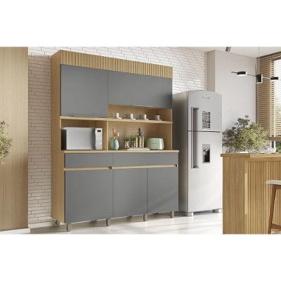 Kit de Cozinha Compacta Realeza 5 Portas 2 Gavetas MDF 160cm Titânio