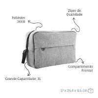 Necessaire Grande Em Poliéster Com Alça E Zíper 3l Cinza - 4