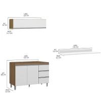 Kit Cozinha Balcão Tampo Armário Aéreo 120cm Menu Móveis Branco - 3