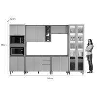 Kit Cozinha Modulada 6 Peças Allure (2aéreos+2balcões+1cristaleira+1paneleiro) Cp07 Jequitiba-gris Fosco - Linea Brasil
