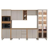 Kit Cozinha Modulada 6 Peças Allure (2aéreos+2balcões+1cristaleira+1paneleiro) Cp07 Jequitiba-gris Fosco - Linea Brasil - 10