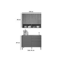 Kit Cozinha Modulada 2 Peças Divina (1aéreo+1balcão) C2p44 Freijo-titanium-mgm - 3