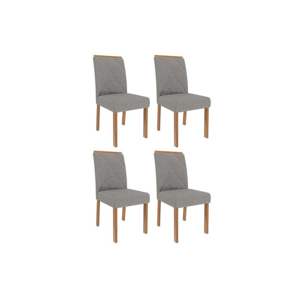 Kit 4 Cadeiras Sala Jantar Fernanda Wood 4 Un Carvalho-linho Grafite - Cimol - 1