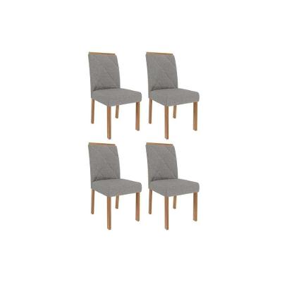 Kit 4 Cadeiras Sala Jantar Fernanda Wood 4 Un Carvalho-linho Grafite - Cimol