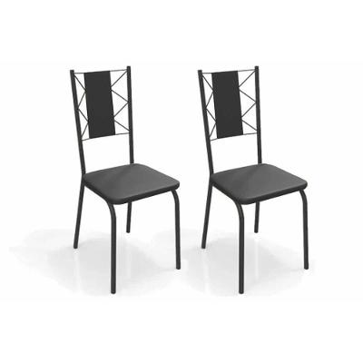 Kit 2 Cadeiras Sala Jantar Lisboa 2c076prf Aço 2 Un Preto-ano Preto - Kappesberg