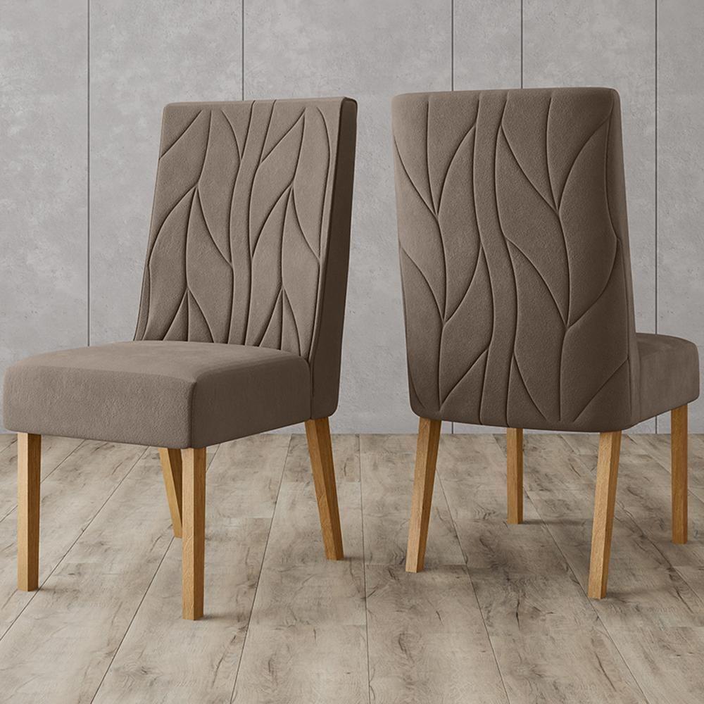 Kit 2 Cadeiras Sala De Jantar Eloa Suede Marrom Amendoa Henn Suede Marrom Amendoa - 3