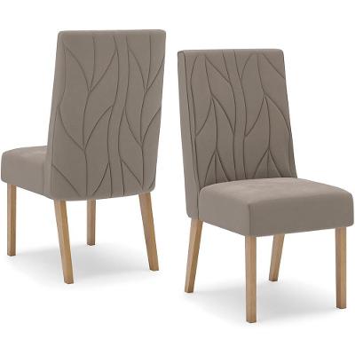 Kit 2 Cadeiras Sala De Jantar Eloa Suede Marrom Amendoa Henn Suede Marrom Amendoa