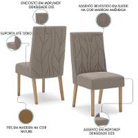 Kit 2 Cadeiras Sala De Jantar Eloa Suede Marrom Amendoa Henn Suede Marrom Amendoa