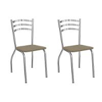 Kit 2 Cadeiras De Cozinha Portugal 2c007cr Aço 2 Un Cromado-boucle Bege Fendi - Kappesberg - 1