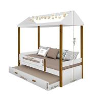 Cama Solteiro Sara Branca Mel Com Cama Auxiliar E Led Com Colchão - 2