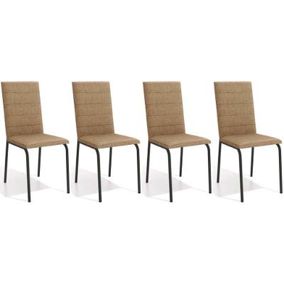 Kit 4 Cadeiras De Cozinha Amsterdã C091prf Aço 4 Un Preto Fosco-capuccino - Kappesberg