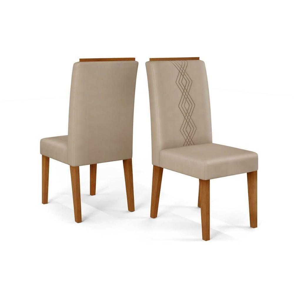 Kit 2 Cadeiras De Cozinha Yasmin 2 Un Freijó-suede Kraft Bege - Dj Móveis - 1